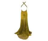 Green beaded sexy mermaid spaghetti straps long lace ball gown evening dress HZ1023
