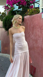 Pink Simple Elegant Long Tulle Ball Gown Evening Dress HZ1023