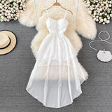 White irregular strapless dress summer HZ1023