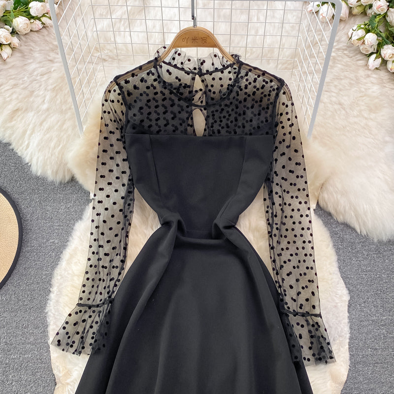 Elegant A Line Long Sleeve Dress See Through Dress HZ1023