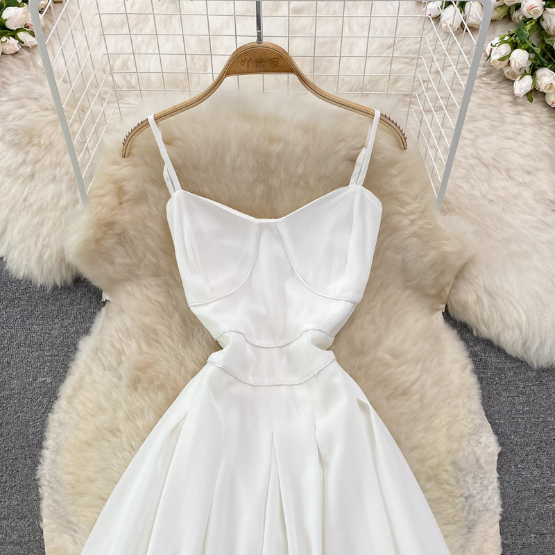 White Chiffon A Line Short Dress Fashion Dress HZ1023