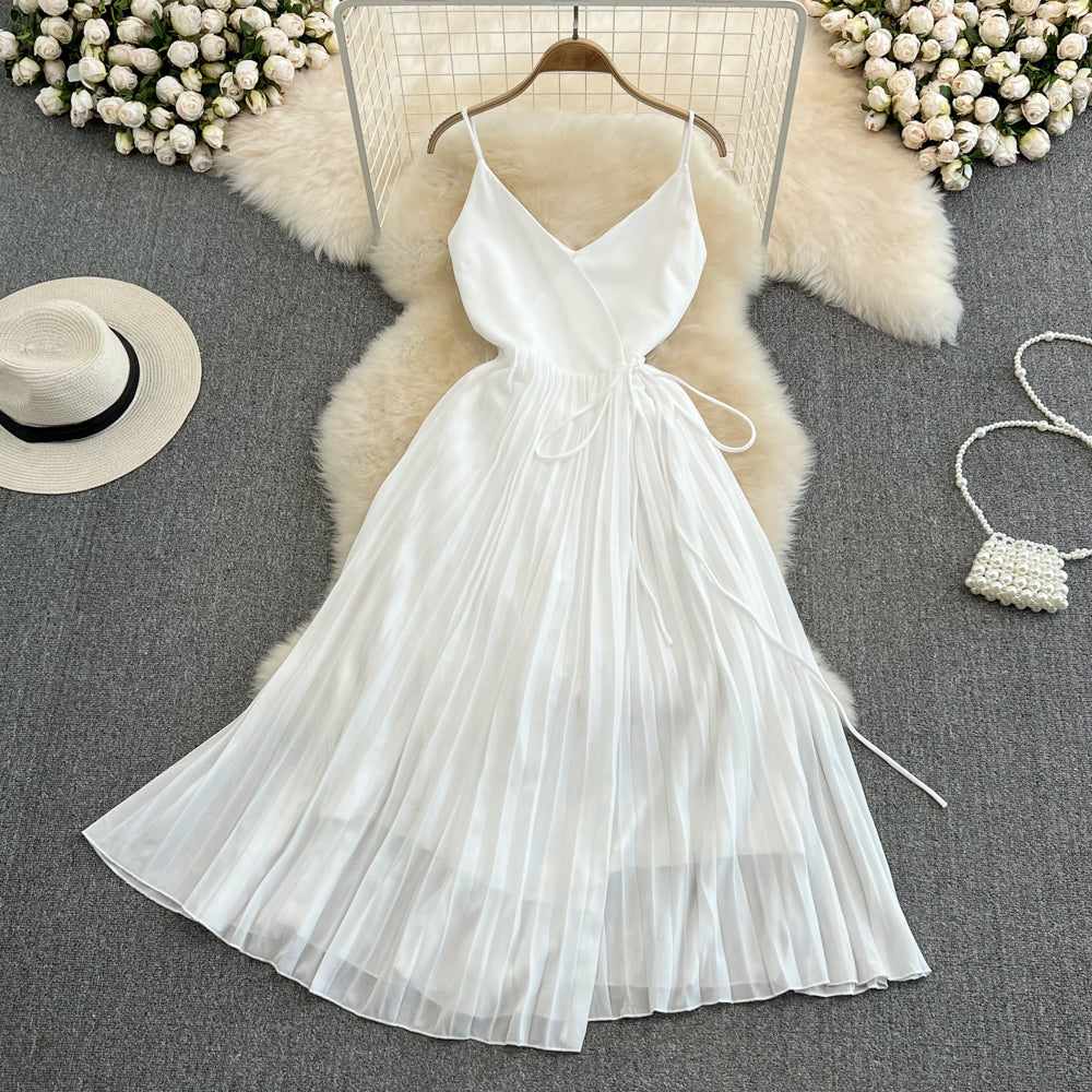 Edge fake style beach skirt sexy backless large Pleated Dress HZ1023