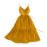 Edge fake style beach skirt sexy backless large Pleated Dress HZ1023