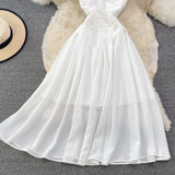 White Chiffon A Line Short Dress Fashion Dress HZ1023