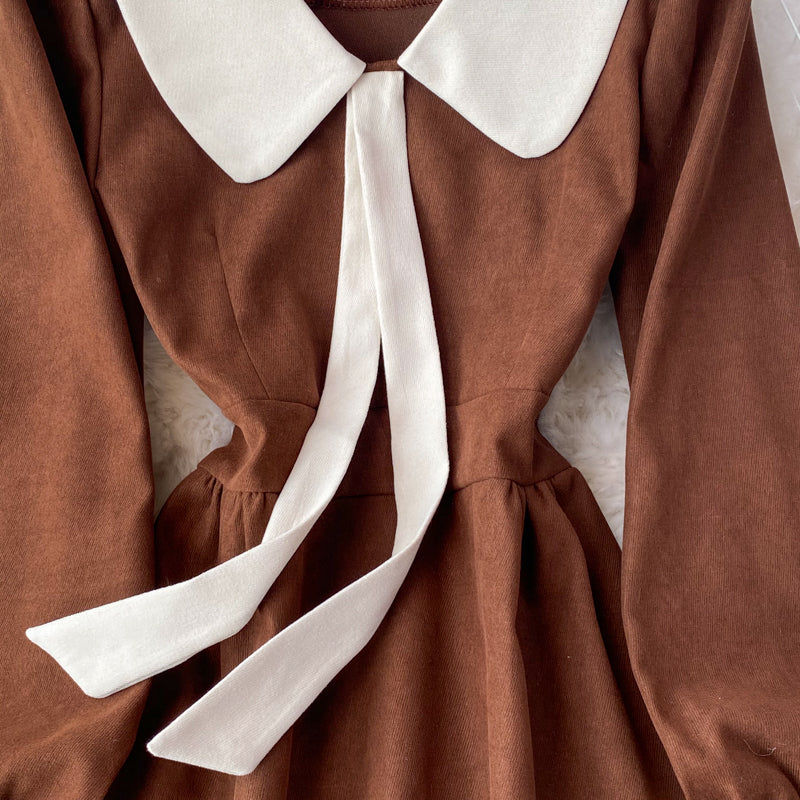 Sweet Corduroy Long Sleeve Dress Fashion Dress HZ1023