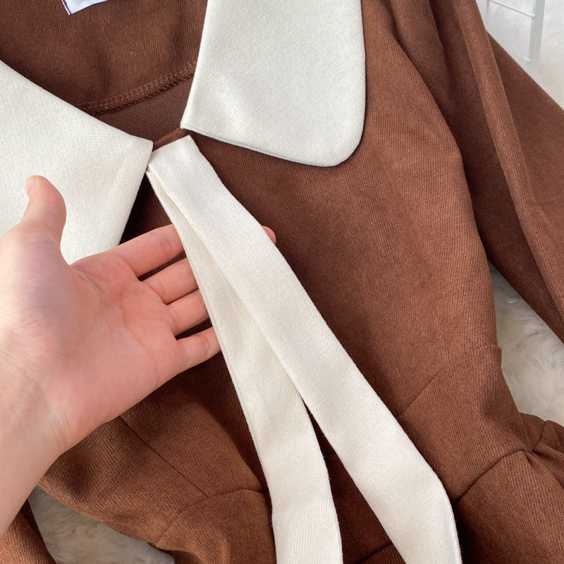 Sweet Corduroy Long Sleeve Dress Fashion Dress HZ1023