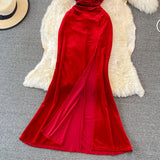 Sexy Velvet Long Dress Fashion Dress HZ1023