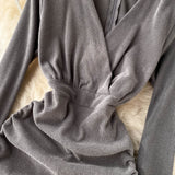 Sexy V-Neck Drawstring Dress Fashion Dress HZ1023