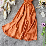 Elegant V Neck Satin A Line Dress Fashion Dress HZ1023