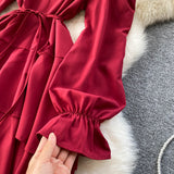 Simple V Neck Long Sleeve Dress Fashion Dress HZ1023