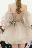 Cute tulle lace short prom dress homecoming dress HZ1023