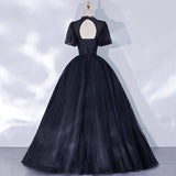 Black tulle lace long ball gown dress formal gown HZ1023