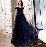 Elegant tulle long A line prom dress evening gown HZ1023