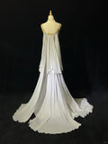 White Vintage Ancient Greek Goddess Gorgeous Sparkling Elegant Exquisite Gold Rhinestone Beads Tulle Long Mermaid Floor Length Trail Slim Fairy Ball Gown Evening Gown Party Dress Prom Gown HZ1023