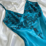 Blue fashion elegant delicate beading spaghetti straps long chiffon elegant ball gown evening dress party dress HZ1023