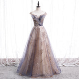 Stylish tulle sequins long prom dress formal dress HZ1023