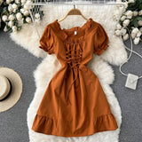Cute A Line Lace Up Dress Fashion Girl Dress HZ1023