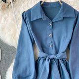 Sweet Long-Sleeved Corduroy Dress A Line Fashion Dress HZ1023