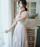 Cute tulle lace long prom dress evening dress HZ1023