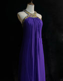 Purple Vintage Fashion Elegant Exquisite Gem Rhinestone Beading Long Floor Length Tulle Ball Gown Evening Dress Party Dress Prom Dress HZ1023