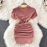 Slim and sexy polo collar, careful machine wrapped hip skirt HZ1023