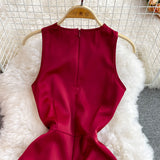 Red V Neck Short Dress Fashion Dress HZ1023