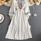 Simple Embroidered Long Sleeve Dress HZ1023