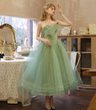 Green tulle short prom dress green evening dress HZ1023