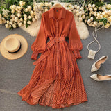 Fashionable A Line Polka Dot Long Sleeve Dress Fashion Dress HZ1023