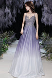 Stylish v neck lace long prom dress evening dress HZ1023