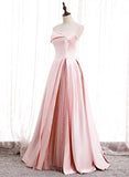 Pink satin long prom dress pink evening dress HZ1023