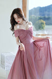 Pink gradient long A line prom dress pink evening dress HZ1023