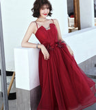 Burgundy tulle short prom dress cocktail dress HZ1023