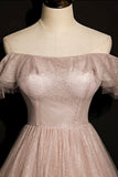 Shiny tulle sequins long A line prom dress evening dress HZ1023