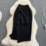 Versatile high waist slim wrap hip skirt medium length split one-step skirt HZ1023