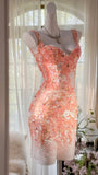 Orange Grapefruit Luxurious Sfumato Exquisite shiny Beads Short sequins Chiffon Fairy Homecoming Dress Prom Dress Evening Dress Cocktail Party Dress Prom Dress Date Dress HZ1023