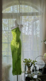 Green gorgeous fashion one shoulder elegant vintage exquisite beaded long chiffon ball gown evening dress birthday party dress prom dress HZ1023