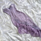 Purple Delicate Lace Slim Fit Long Ball Gown Elegant Party Dress Evening Gown HZ1023