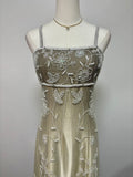 Champagne color gorgeous retro gradient exquisite beaded long elegant tulle ball gown evening dress party dress prom dress HZ1023