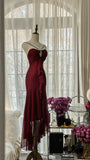 Burgundy Vintage Elegant Exquisite Gem Beaded Long Chiffon Evening Gown Sleeveless Ball Gown Birthday/Wedding Guest Party Dress HZ1023