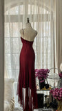 Burgundy Vintage Elegant Exquisite Gem Beaded Long Chiffon Evening Gown Sleeveless Ball Gown Birthday/Wedding Guest Party Dress HZ1023