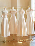 Champagne Color Gentle Elegant Fashion Retro Long Satin Ball Gown Evening Gown Wedding Guest Party Dress Bridesmaid Dress Prom Dress HZ1023