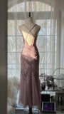 Pink Purple Romantic Fashion Elegant Exquisite Beaded Spaghetti Strap Long Tulle Chiffon Ruffle Ball Gown Evening Gown Party Dress HZ1023