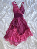 Pink Purple Fashion Gradient Ruffles Spaghetti Straps Long/Short chiffon Homecoming Dresses Prom Dresses Evening Dresses Party Dresses Prom Dresses HZ1023