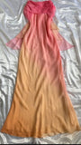 Blue/orange fashion gradient elegant spaghetti strap long chiffon prom dress evening dress party dress HZ1023