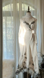 White Elegant Romantic Exquisite Black Lace Beaded Long Chiffon Ball Gown Evening Dress Party Dress Prom Dress Valentine's Day Date Dress HZ1023