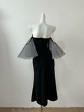 Black Fashion Elegant Short Sleeve Midi Long satin Homecoming Dress Prom Dress Evening Dress Party Dress Prom Dress HZ1023