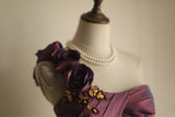 Symphony Purple Fashion Sexy Handmade Rose Flower Short Taffeta Satin Homecoming Dress Birthday Party Dress Cocktail Party Dress Evening Dress Retro Princess Dress Wedding Adult Ceremony Birthday Party HZ1023
