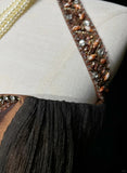 Brown Maillard Vintage Fashion Elegant Exquisite Beaded Strap Long Satin Floor Length Train Ball Gown Evening Dress Prom Dress HZ1023