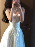Beautiful Teal Sparkly Elegant Sophisticated Long Sequin Sparkling Tulle Ball Gown Evening Gown Prom Gown Graduation Gown HZ1023